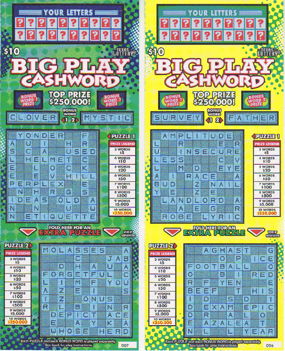 Big Play Cashword (2 Ticket Set)